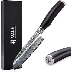 Wakoli EBO Premium mazs Santoku nazis ar 12 cm asmeni un āmuru 67 slāņu I Damaskas nazis virtuves nazis un profesionāls šefpavāra nazis