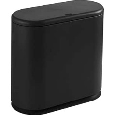 NILICAN Creative Cover Type Pop Cover Waste Basket Plastic with Lid Bathroom Kitchen Bedroom Office Oval Gap Bin Black 10 Litres / 2.64 Gallon