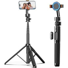 Magnetic Mobile Phone Tripod Stand, ULANZI SK-05 Selfie Stick Tripod 160 cm, Extendable Mobile Phone Tripod for iPhone with Remote Control, Mobile Phone Holder for iPhone 14 13 12