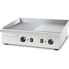 vertes Plancha grila elektriskā grila plāksne 4400 W nerūsējošais tērauds (grila virsma gluda un ar rievām 74 x 41 cm, 2 x termostats, 2 x temperatūra 50-300 °C, aizsardzība pret izsmidzināšanu un karstumu, tauku savākšana