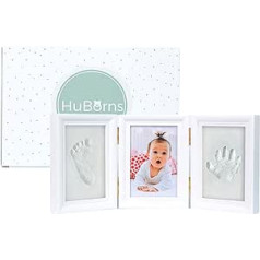 HuBorns - Baby Handprint and Footprint - Photo Frame Footprint Hand and Foot, Plaster Cast Set for Newborns - Baby Memory Forever and Nursery Decoration