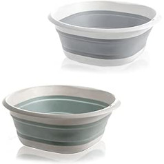Pack of 2 Round Collapsible Plastic Bowls for Travel, Camping and Kitchen (32 cm)