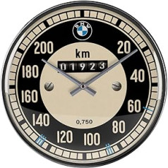 Nostalgic-Art Retro Wanduhr, Ø 31 cm, BMW – Tahometrs – Geschenk-Idee für Auto Zubehör Fans, Große Küchenuhr, Vintage-Design zur Dekoration