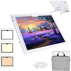 Light Table A3, LED Light Pad 6500 K Dimmable, 2500 mAh Rechargeable Light Plate Drawing Light Pad for Diamond Painting, Drawing, Painting, Animation, Sketching, with Stand and Carry Bag