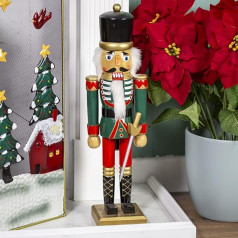 The Christmas Workshop 81560 50 cm Tall Wooden Soldier Nutcracker on Stand Multi-Coloured by The Christmas Workshop