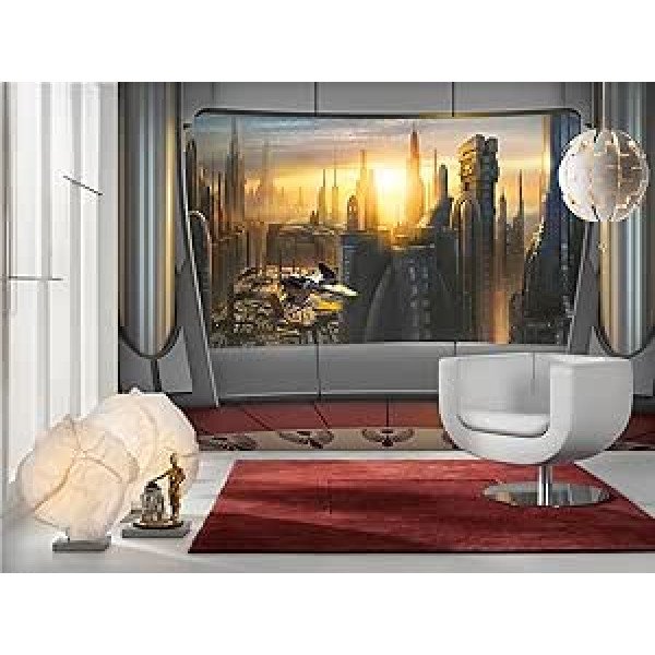 Komar - Fototapete STAR WARS CORUSCANT VIEW - 368 x 254 cm - Tapete, Wand, Dekoration, Wandbelag, Wandbild, Wanddeko, Sonnenuntergang, Wolkenkratzer - 8-483