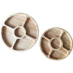 Bamboo Snack Plates, Snack Bowls, Eco-friendly Wooden Plates, Set of 2, Round