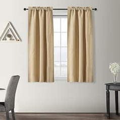 GIRASOLE HOME® Pair of Half Blackout Curtains Flame Retardant Ideal for Kitchen Restaurant Hotel Pattern Fire Retardant Fabric Certified for 2 Panels (70 x 145 cm, Maggese)