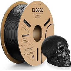 ELEGOO PLA kvēldiegs 1,75 mm, 3D printera kvēldiegs PLA izmēru precizitāte +/- 0,02 mm, saderīgs ar FDM printeri, 1 kg (2,2 mārciņas)/spole, melna