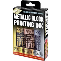 ESSDEE LPI/A3M Block Printing Ink 3 Pack (Metallic Gold, Silver, Bronze) 100ml x 3