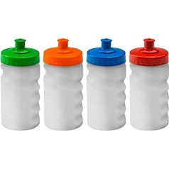 Foxberry 300ml Kids School Water Bottles - Push Pull Lids - Pack of 4 - BPA Free - Dishwasher Safe - Blank for DIY Decoration - Kids - School - Sports - Clubs Orange Blue Red Green
