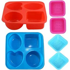 IKAAR Pack of 6 Soap Moulds Silicone Soap Mould for Soap Making, Muffins, Cupcakes, Oval Round Square Heart Shape