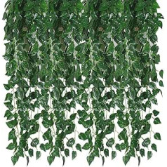 Kalolary Mākslīgā efejas vītne 84 M 12 šķiedru vīnogulāju lapas Zaļie augi Vītnes karājās Mākslīgie augi Audekls Kāzu šķirsta siena Džungļu galda ballītes birojs