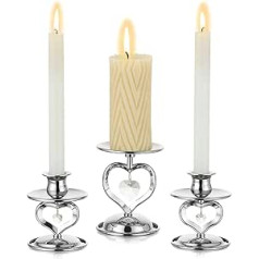 Sziqiqi Silver Candle Holder for Pillar Candles Taper Candle Holder for Wedding Centrepiece Metal Candle Holder Taper Candles for Wedding Altar Ceremony of Candle Lighting