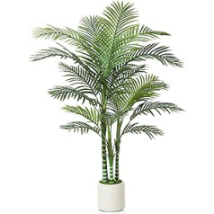 Fopamtri Artificial Palm Tree, 150 cm, Artificial Plant, Large Areca Palm Tree in White Pot, Artificial Plants Artificial Palm for Home, Living Room, Bedroom, Office, Balcony, Garden Decor