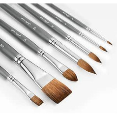 Sable Travel Watercolor Brushes, 7 Pieces Professional Sable Watercolor Brushes golden maple Artist Brushes - Round, Flat, Oval Watercolor Brush for Watercolor Painting