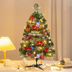 Anifer mini Ziemassvētku eglīte, 2′/60 cm mākslīgais galds PVC Ziemassvētku priede ar svētku, mājas un biroja dekorēšanai