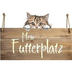 GRAZDesign Wandtattoo Mein Futterplatz Schild für Katzen als Aufkleber, Wanddeko im Flur, Küche, Diele - 44x30cm