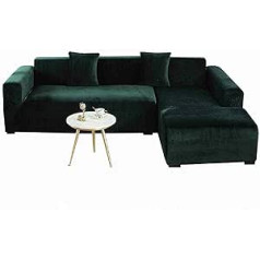 DH-Link elastīgs samta dīvāna pārvalks plīša neslīdošs 1 gabala pārvalks dīvānam tumši zaļš (4 vietīgs/215–280 cm)
