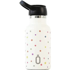 Runbott Confeti - Thermal Water Bottle for Children 350 ml with Double Steel Wall and Ceramic Interior (Dots Cream)