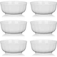 ALLUSEIT Porcelain Cereal Bowl, 6-Piece 800 ml Ceramic Bowl Set, Microwave-Safe, Dishwasher Safe, White Bowls for Cereal, Soups, Salad, Snack, Dessert, Rice, Diameter 15.3 cm