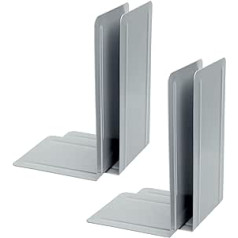 ALCO 4303-10-4 Metal Bookends, Pack of 4, Grey, 14 x 24 x 13 cm, for School, Office and Home