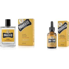 Proraso Eau de Cologne Wood & Spice 100 ml un bārdas eļļa, koksne un garšvielas, 30 ml bārdas eļļa ar ciedra un citrusaugļu aromātu, bārdas mīkstinātājs baro ādu un matus un aizsargā bārdas matus, ražots Itālijā