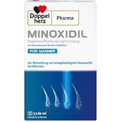 Doppelherz MINOXIDIL DoppelherzPharma 50 mg/ml šķīdums lietošanai uz ādas - zāles ar augiem saistīta matu izkrišanas ārstēšanai vīriešiem - 3 x 60 ml