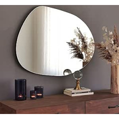 Gozos moderns industriālais Denia spogulis, sienas spogulis ar koka dibenu, ieskaitot montāžas materiālus, izmēri 75 x 55 x 2,2 cm, asimetrisks spogulis Ideāli piemērots kā dekoratīvs priekšmets
