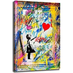 JoOcLa Banksy Pictures Audekls Plakāts Glezniecība Audekls Sienas Māksla Abstract Graffiti Street Art Print Sienas Attēli Sienas Mākslas Izdrukas Dzīvojamās istabas apdare Gatavs apdare (ar rāmi 00D, 40 x 60 cm (16 x 24 collas))