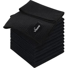 VIVOTE Microfibre Cloths Barista Cloth Black Waffle Cloth Dish Cloth Washable Dish Cloth for Kitchen Thick Household Cleaning Cloth Lint Free 30 cm x 30 cm Pack of 12