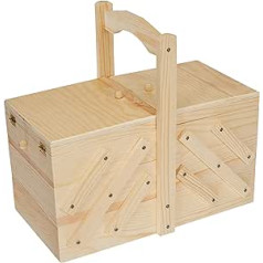 Artemio 14001893 Nähkästchen zum Dekorieren aus Holz, Beige, 32 x 16 x 29 cm