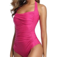 Generisch Women's Halter One Piece Swimsuit Tummy Control Sexy Swimwear Ruffled Push-Up Swimsuit Slimming Vintage Swimsuits