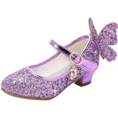 FStory&Winyee Girls' Shoes Princess Children's Ballet Shoes Heel Party Glitter Butterfly Crystal Sandals Ballerina Cinderella Elsa Cosplay Costume Carnival Party Performance Fancy Dress 26-38