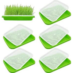 MUALROUS Pack of 6 Microgreens Propagation Trays for Seed Germs Sprouts Propagation Set Wheatgrass Cat Grass Seedlings Plant Trays for Garden, Home, Office