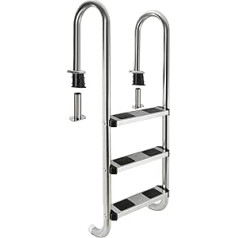 Arebos Stainless Steel Pool Ladder 3 or 4 Steps with Non-Slip Pads on Rungs, Silver