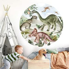 Little Deco DL557 Sienas uzlīme Bērnu istabas Sienas Uzlīme Dinozaurs 60 cm Apaļas sienas dekorēšana Rotaļu istabas Uzlīme Bērnu Sienas Uzlīme Zēns Sienas Attēls T-Rex Guļamistaba