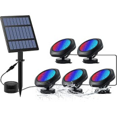 CORESLUX Solar Teichbeleuchtung RGB Solar Unterwasserstrahler Draussen Tauchstrahler Einstellbare Unterwasserleuchten RGB Farbwechsel IP68 Wasserdicht Gartenscheinwerfer (5 Stücke)