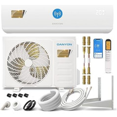 Danyon Quick Connect Air Conditioning Split, 12000 BTU - 3.4 kW, Smart Home, Quiet, Timer, Self-Cleaning, Inverter Air Conditioner Heating Function, up to 59 m2, Split Device Prefilled with