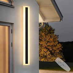 HMAKGG Long Outdoor Wall Light Dimmable LED Wall Lamp Indoor with Remote Control Black Long Outdoor Light Waterproof IP65 for Garden Villa Patio Indoor 82 W/150 cm