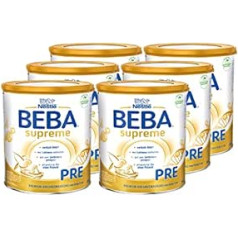 BEBA BEBA Nestlé BEBA SUPREME PRE Starting Food: From Birth, Powder, with Omega 3, Pack of 6 (6 x 800 g)