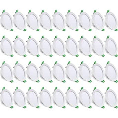 Yiahin LED padziļināts prožektors 230 V īpaši plakans 4 W 339 LM silts balts 3000 K LED prožektori griestiem, plāni, apaļi, padziļināti lukturi griestiem prožektoru LED lejasgaismu komplekts dzīvojamai istabai iekštelpu komplekts 36