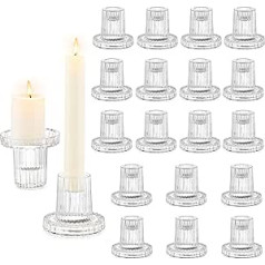 Hewory Candle Holder Glass Candle Holder Taper Candles: Pack of 20 Tea Light Holders Glass Candle Holder Modern Candle Holder Pillar Candles Clear Votive Candle Holder Tea Light Glass for Christmas