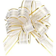 uxcell 20 Pieces 6 Inch Gift Pull Bows Gift Bows Organza Cream White for Wedding Hamper Gifts Christmas Party