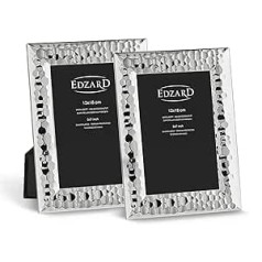 EDZARD Gubbio foto rāmju komplekts pa 2 fotoattēliem 13 x 18 cm Elegants, sudrabots, aptraipīšanas izturīgs ar samta muguru ar 2 pakaramiem foto rāmis stāvēšanai un pakāršanai