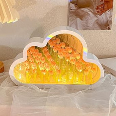 Neioaas 20 Flower Cloud Tulip Mirror Night Light — DIY Tulip Night Light LED lampa Guļamistabas dekors pusaudžu meitenēm Radoša dāvana draugiem dzimšanas dienas jubilejā Mātes diena