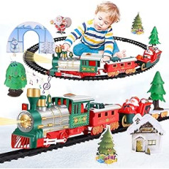 FORMIZON Electric Train Set for Children, Christmas Railway, Electric Christmas Railway Train Set with Track and 4 Cars, Steam Train Toy for Children from 6 7 8 9 10+ Years