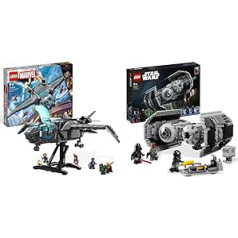 LEGO 76248 Marvel The Quinjet of the Avengers, rotaļlietu supervaroņa kosmosa kuģis ar Toru un 75347 Star Wars TIE bumbas modeļa komplekts ar Darta Veidera mini figūriņu ar gaismas zobenu un gonka droīdu