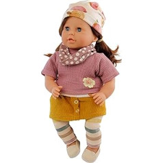 Schildkröt Susi Doll (45 cm, Brown Hair, Blue Sleeping Eyes, Clothing White/Purple/Mustard, Toy Doll, from 36 Months) 3345220