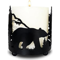 WIFORH Pillar Candle Holder, Bear Silhouette Candlestick, Safari Candle Holder for Restaurant, Forest Theme Decor, Black Candle Holder for Living Room, Polar Bear Theme